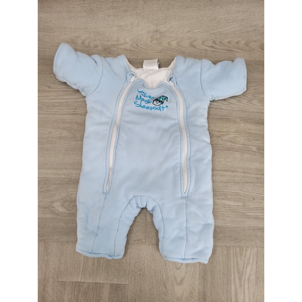 Baby Merlin's Magic Sleepsuit Large 18-21 lbs Blue Microfleece Padded Zip Suit